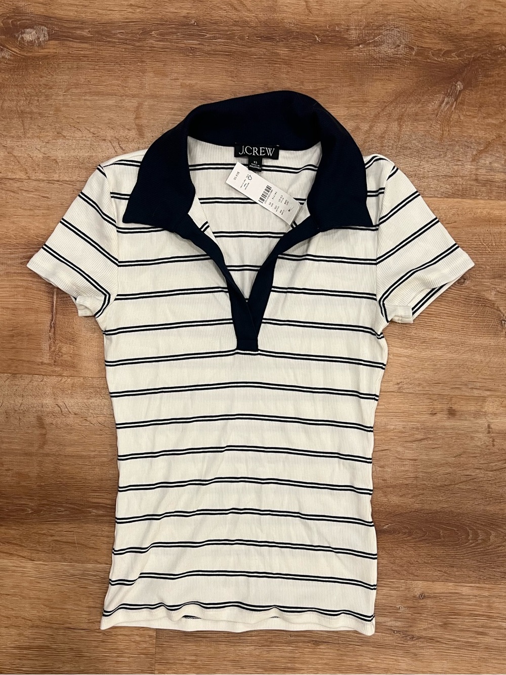 NWT J.Crew Striped Ribbed Polo Top